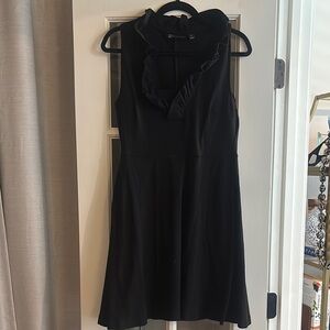 New York & Company Black Sleeveless Ruffled Neck Mini Dress